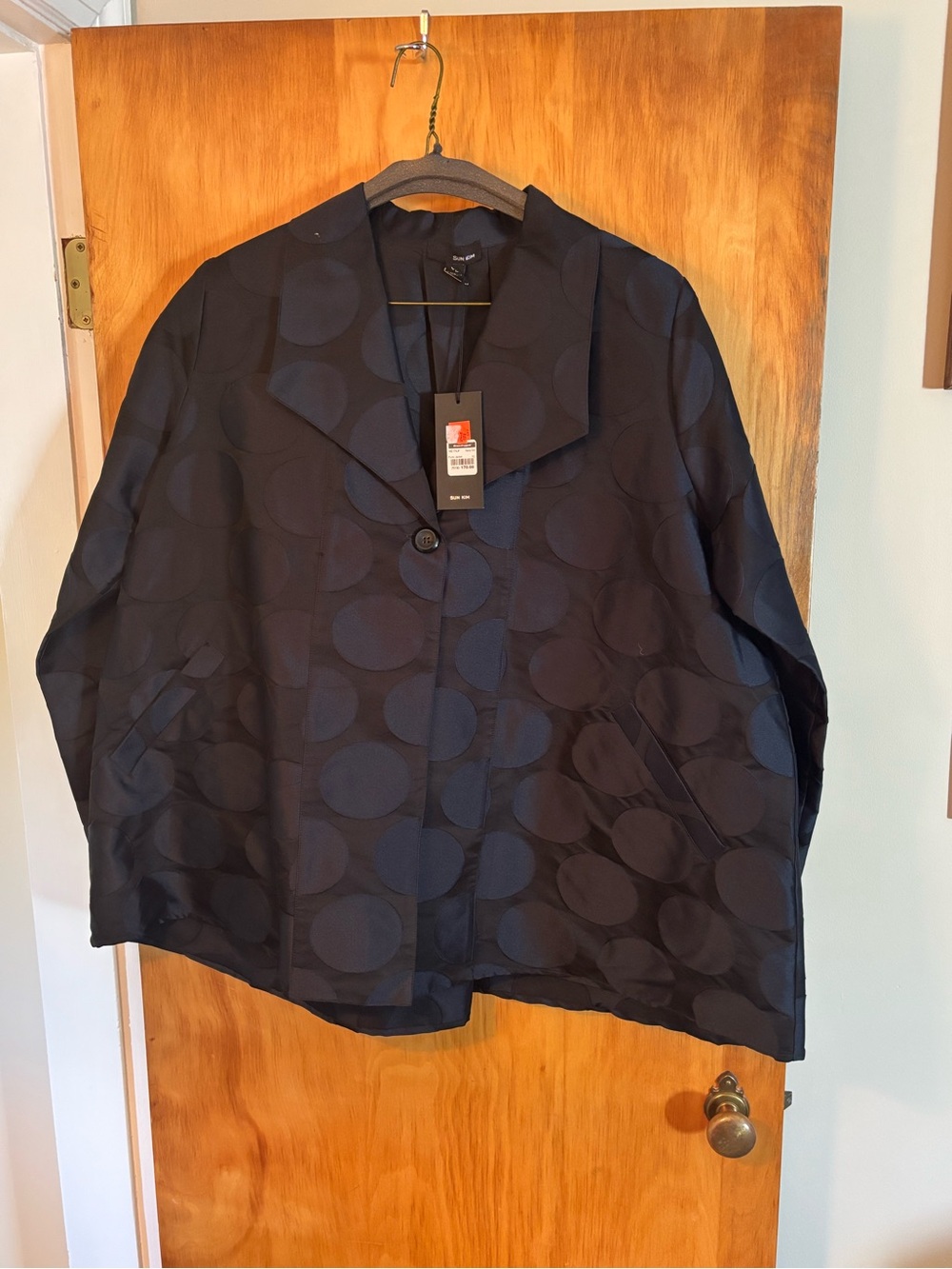 NWT! Sun Kim Women’s Black Porto Print Jacket Size XL